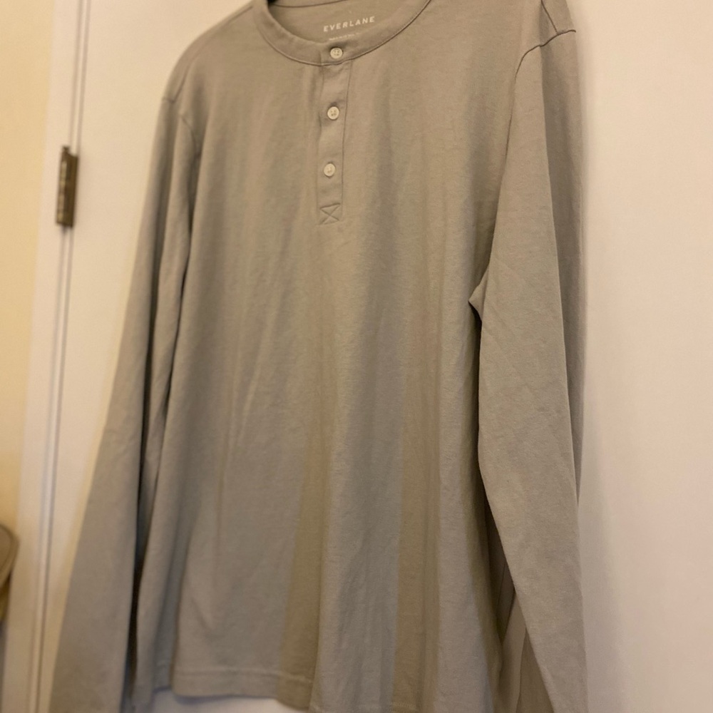 Everlane Men's Cream Long Sleeve Henley